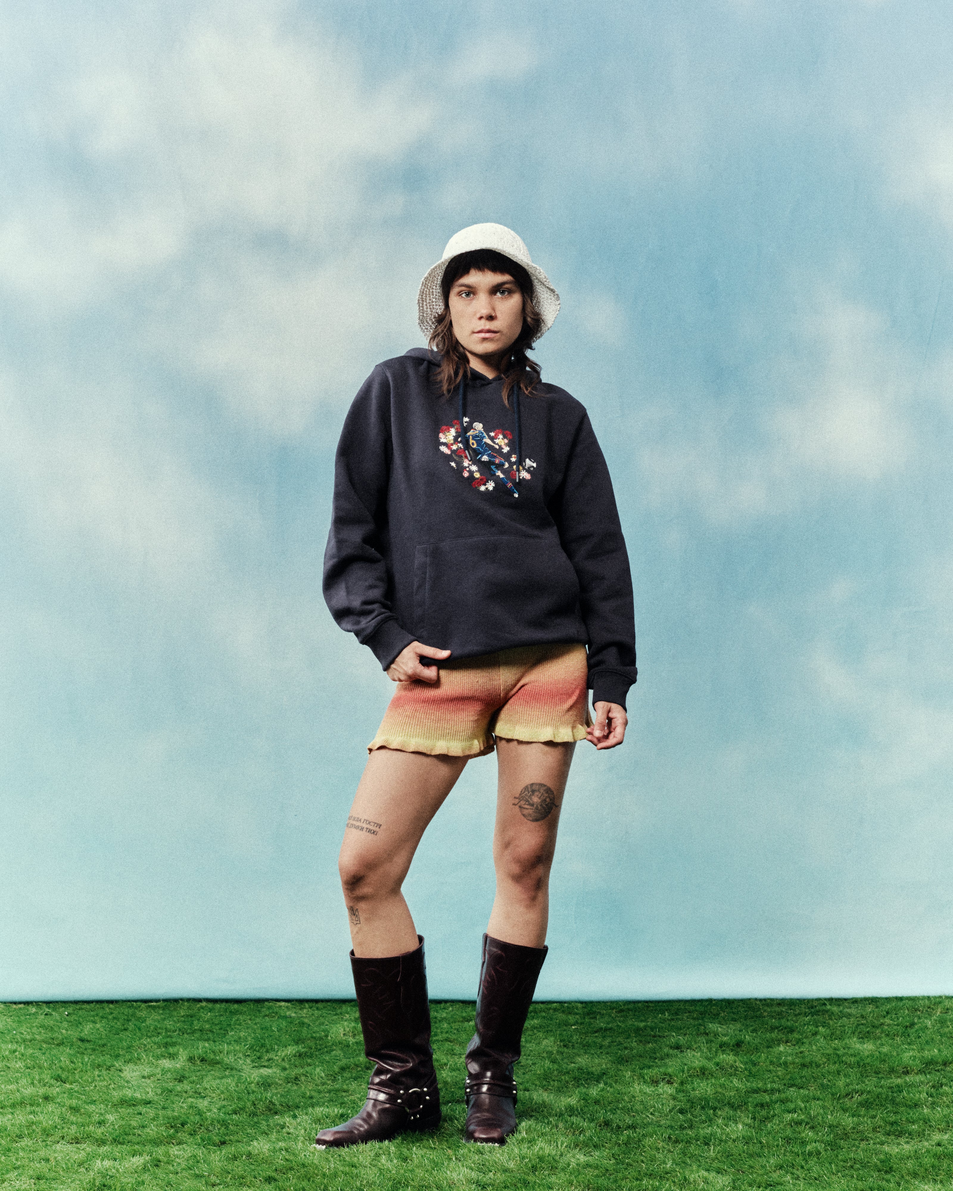 AOF Flowers For Iniesta Hoodie | Navy Sweat | Art of Football