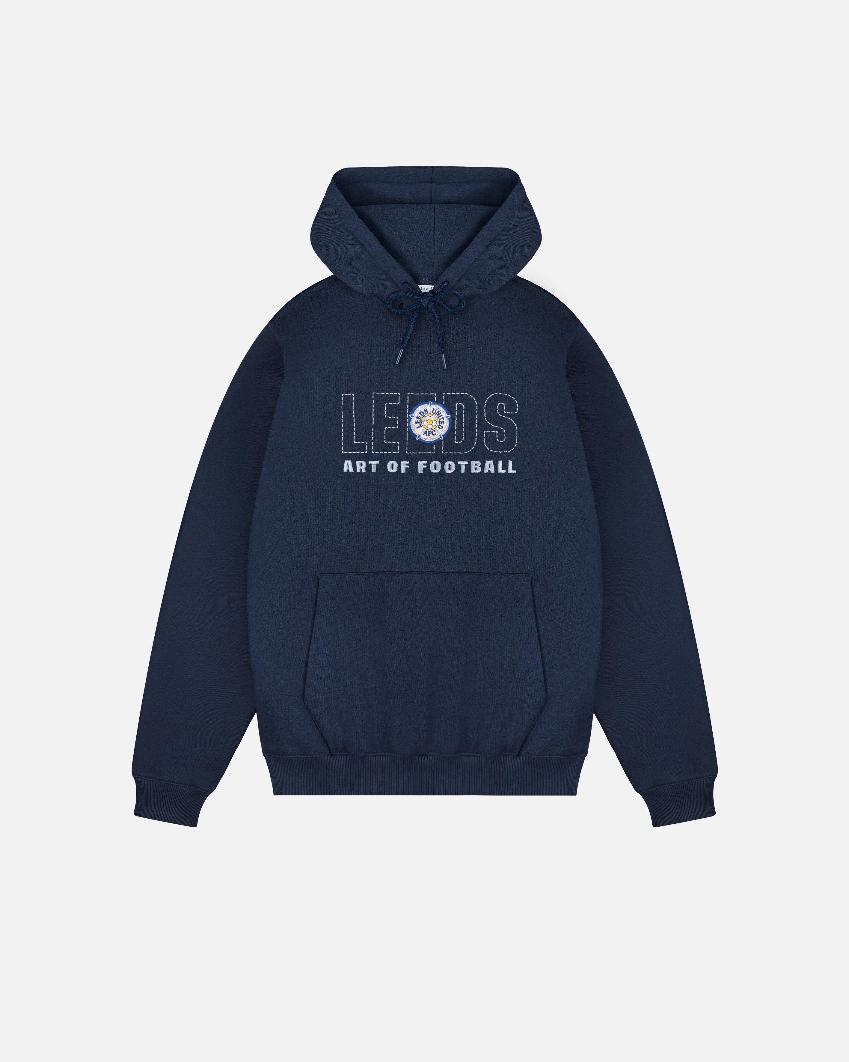 AOF x Leeds 90s Hoodie | Navy Embroidered Top | Art of Football