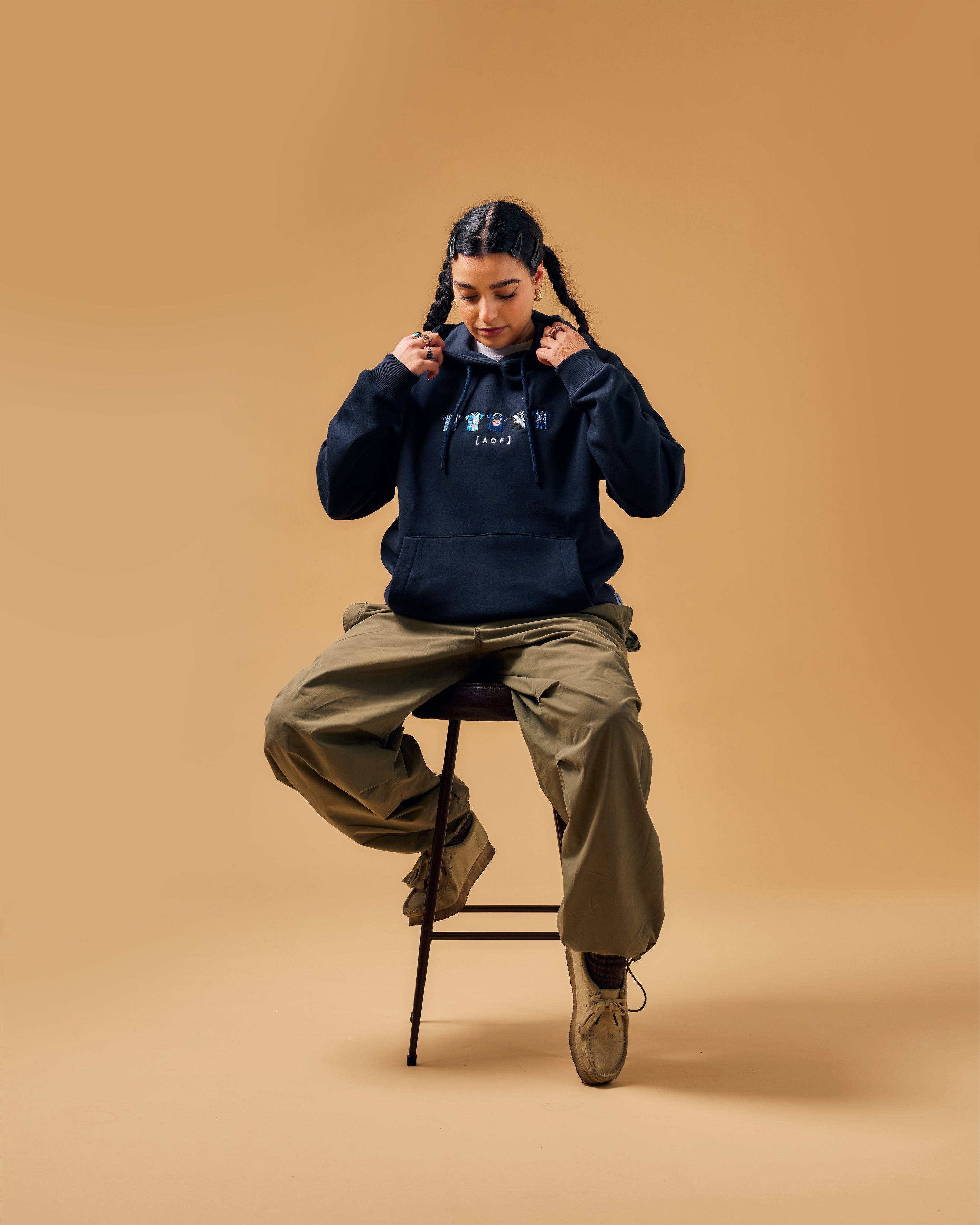 AOF Leicester Embroidered Classics Hoodie | Navy Sweat