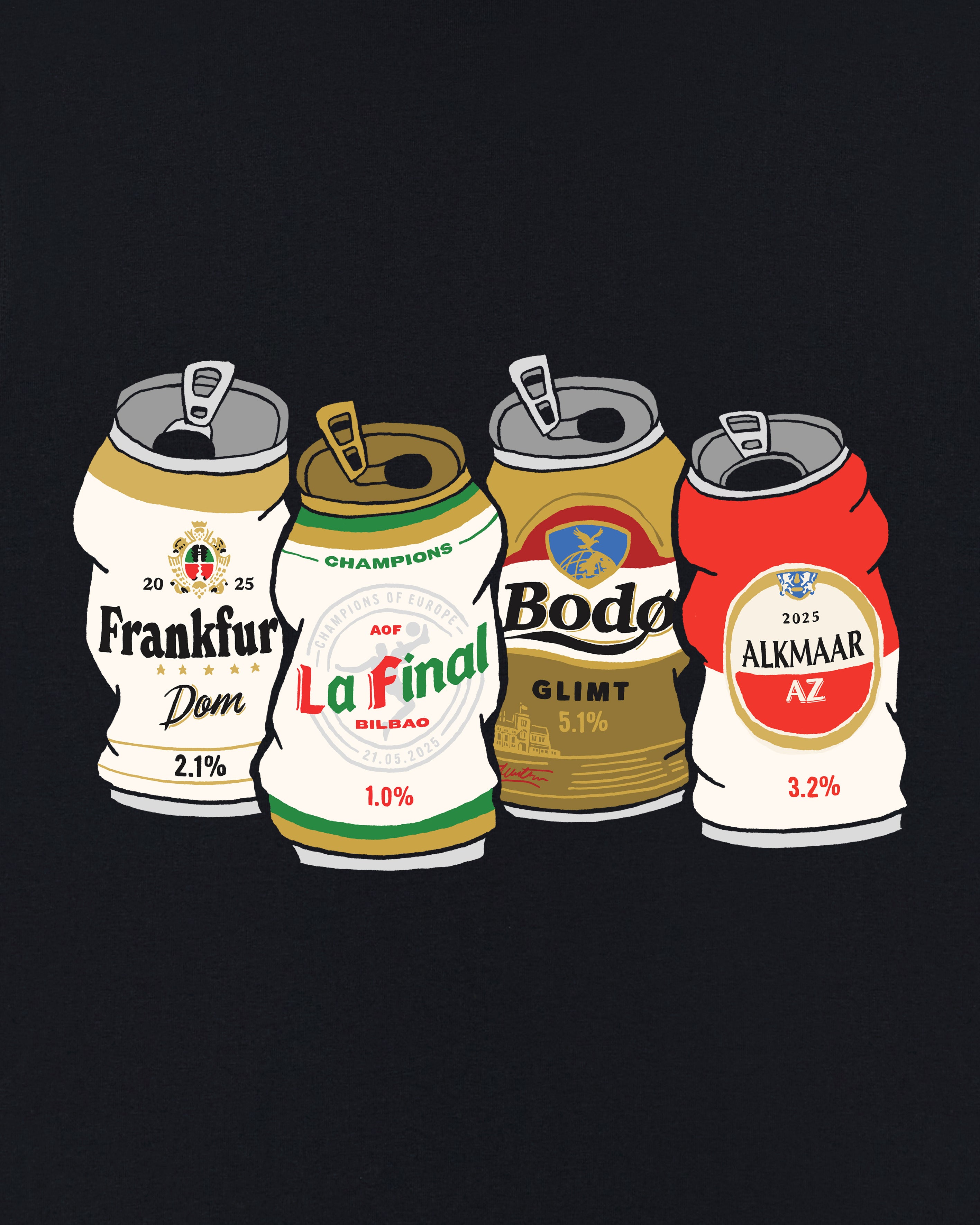 AOF Spurs European Champions Cans Tee | Black Graphic T-Shirt