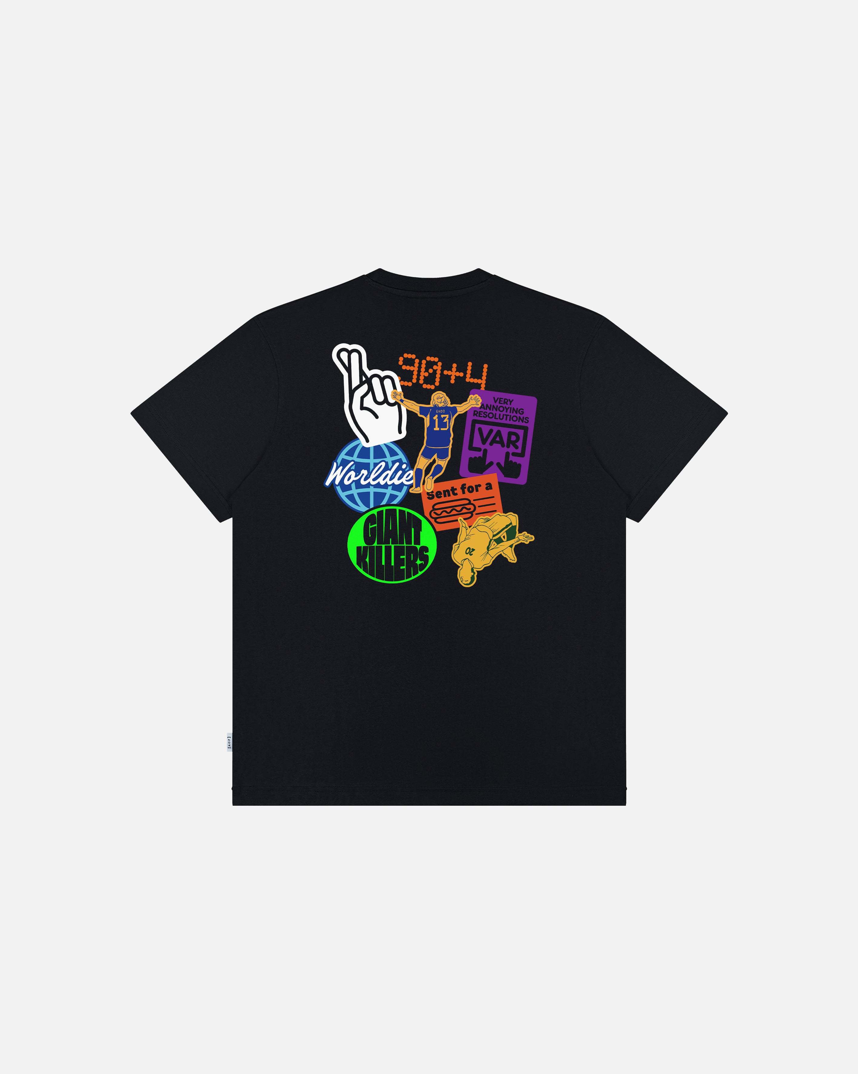 AOF Sticker Bomb Tee | Black Graphic T-shirt | Art of Football